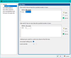PCB properties dialog: Filters page